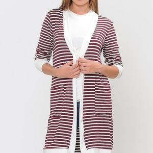Stripe Midi Open Cardigan